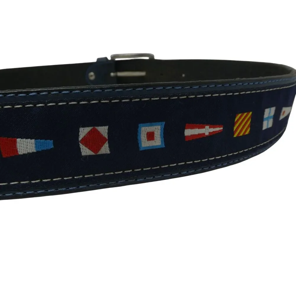 Valentino VIP Blue Nautical Code Flag Belt Mens 42‎
